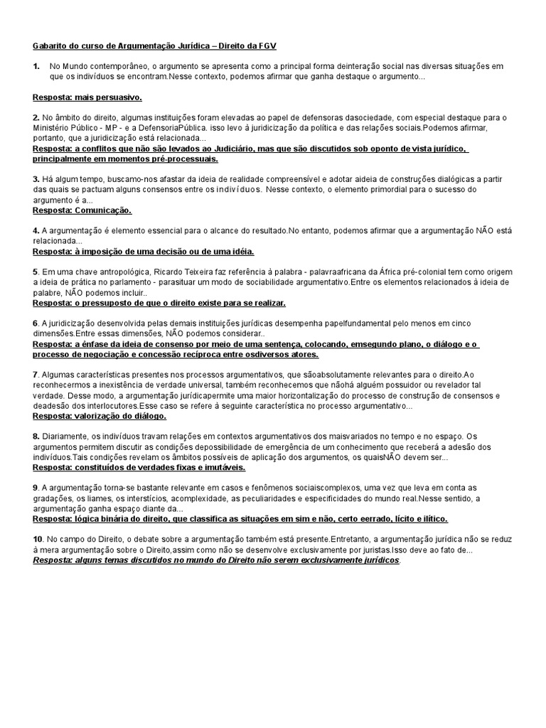 Formação Docente Para Professores De Direito Gabarito Fgv