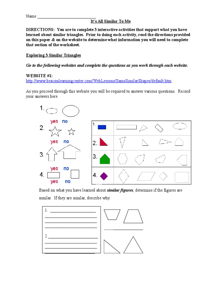 Activities on Similar Triangles | PDF