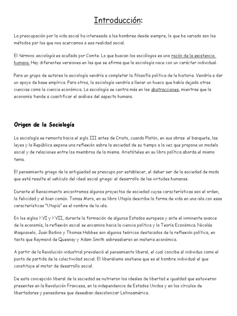 Origen de La Sociología y Sus