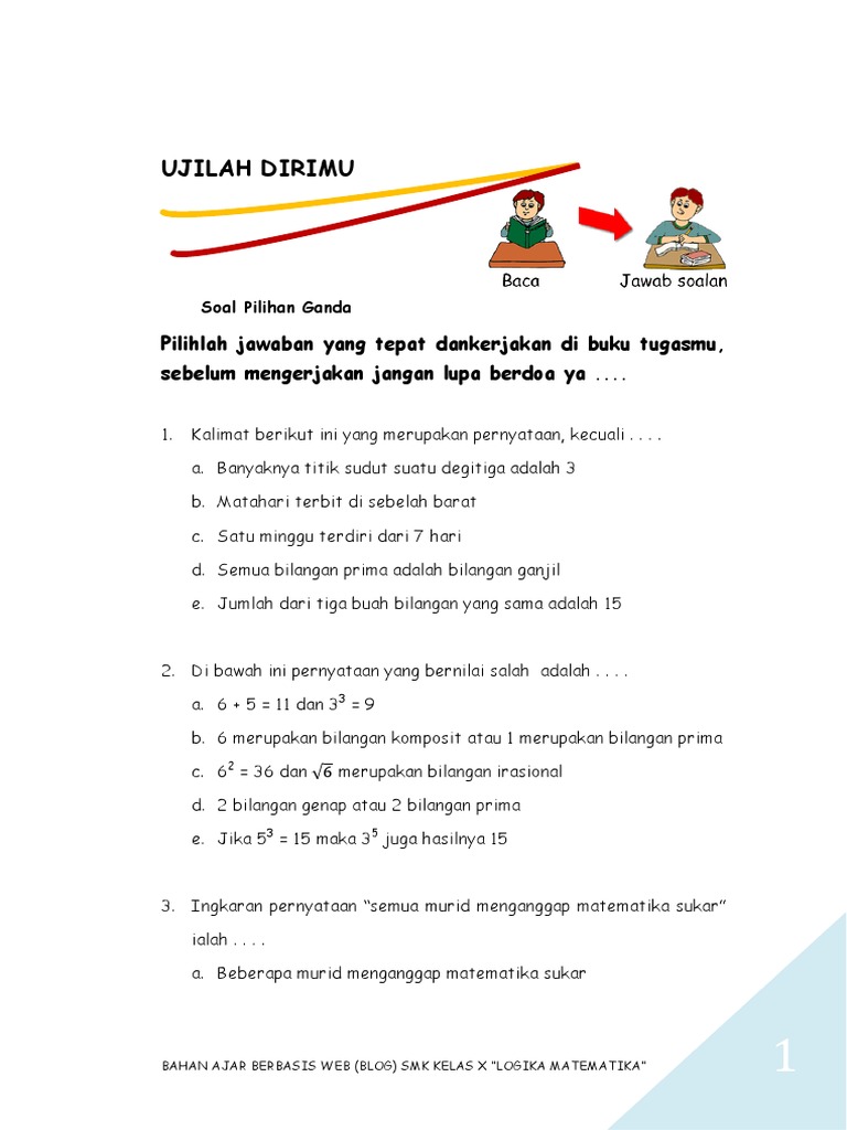 Contoh Soal: Soal Pilihan Ganda Logika Matematika Dan Jawabannya Kelas 11