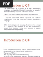 Introduction To C-Sharp