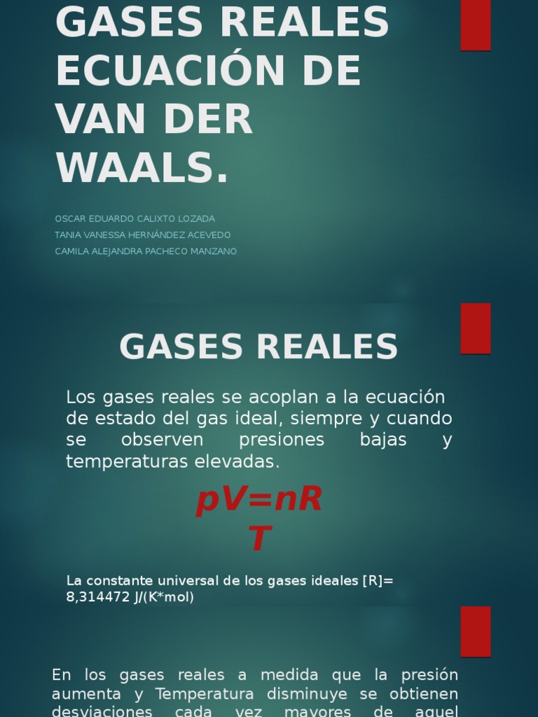 Ecuación de Van der Waals y Gases Reales | PDF | Gases | Ciencias fisicas