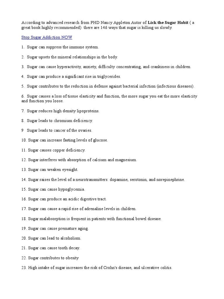 Stop Sugar Addiction NOW PDF Carbohydrates Nutrition