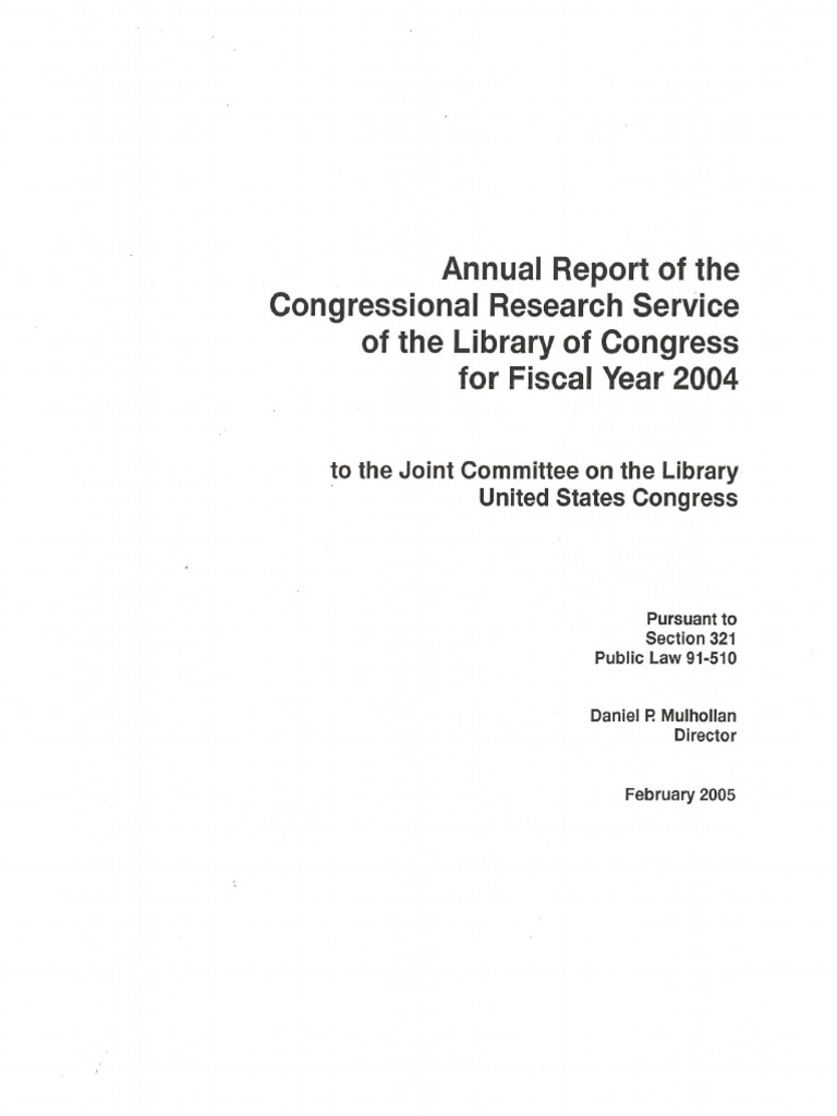 2004 Annual Report of The Congressional Research Service | PDF