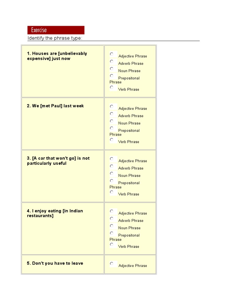 identify the phrase type pdf adjective adverb