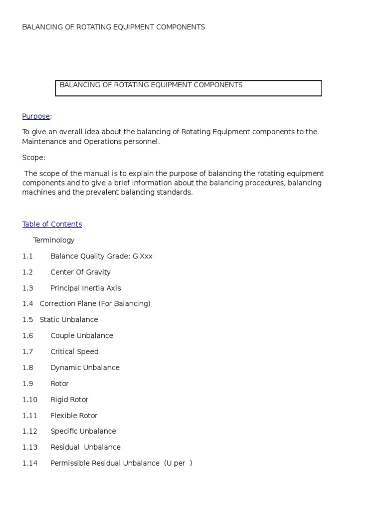 Balancing Procedures for Rotating Equipment | PDF | Transmission ...