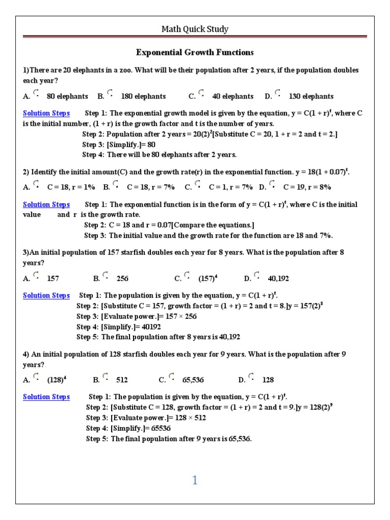 Exponential Growth Quiz | PDF