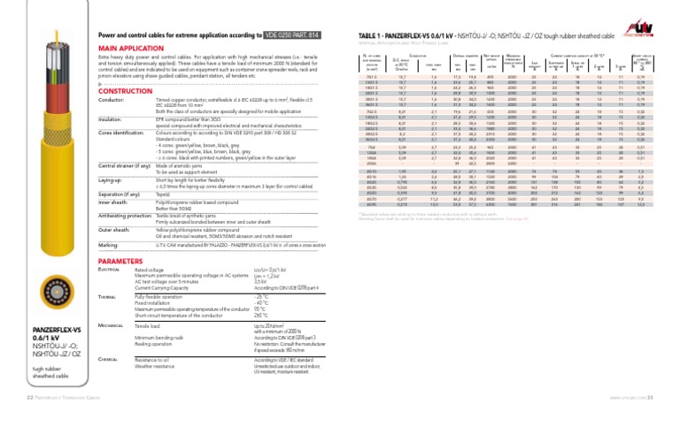 Schede Tecniche Panzerflex Vs | PDF | Cable | Electricity
