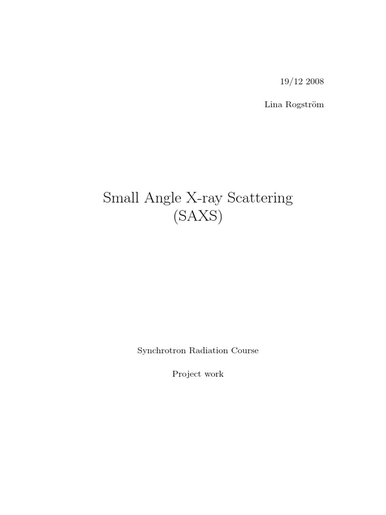 Overview of Small Angle X-ray Scattering | PDF | X Ray Crystallography ...