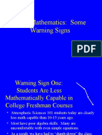 K-12 Mathematics: Some Warning Signs