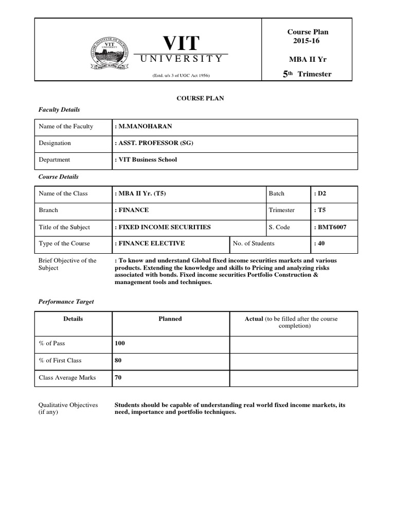 Fixed Income Plan | PDF | Fixed Income | Yield Curve