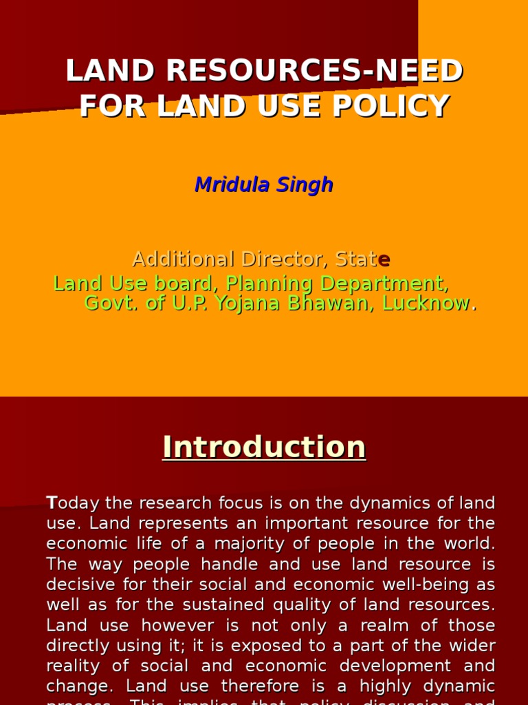 LAND RESOURCESNEED FOR LAND USE POLICY (Power).ppt Water Resources