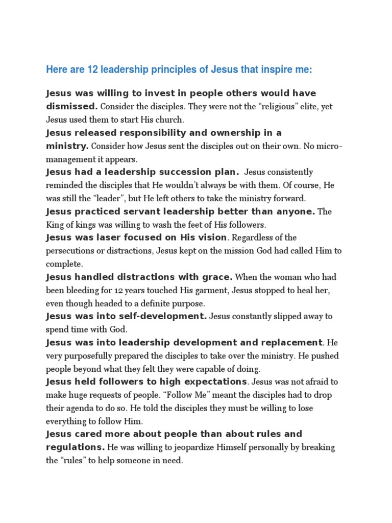 Here Are 12 Leadership Principles of Jesus That Inspire Me | PDF ...