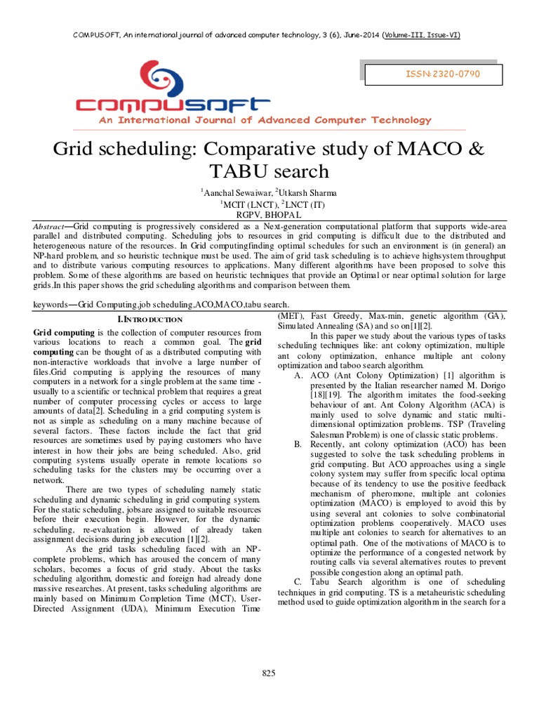 Grid Scheduling: MACO vs. Tabu Search | PDF | Algorithms And Data ...
