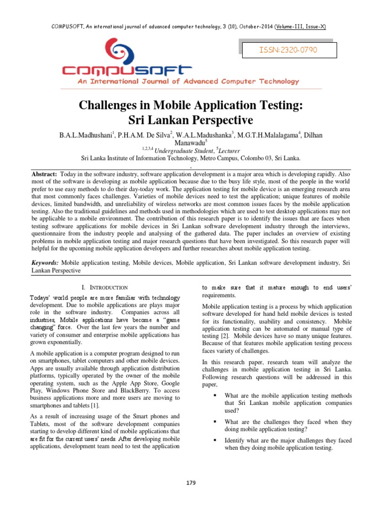 Mobile App Testing Challenges in Sri Lanka | PDF | Mobile App ...