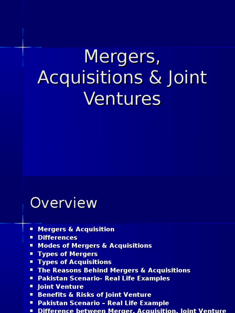 Merger Acquisition Joint Venture Mergers And