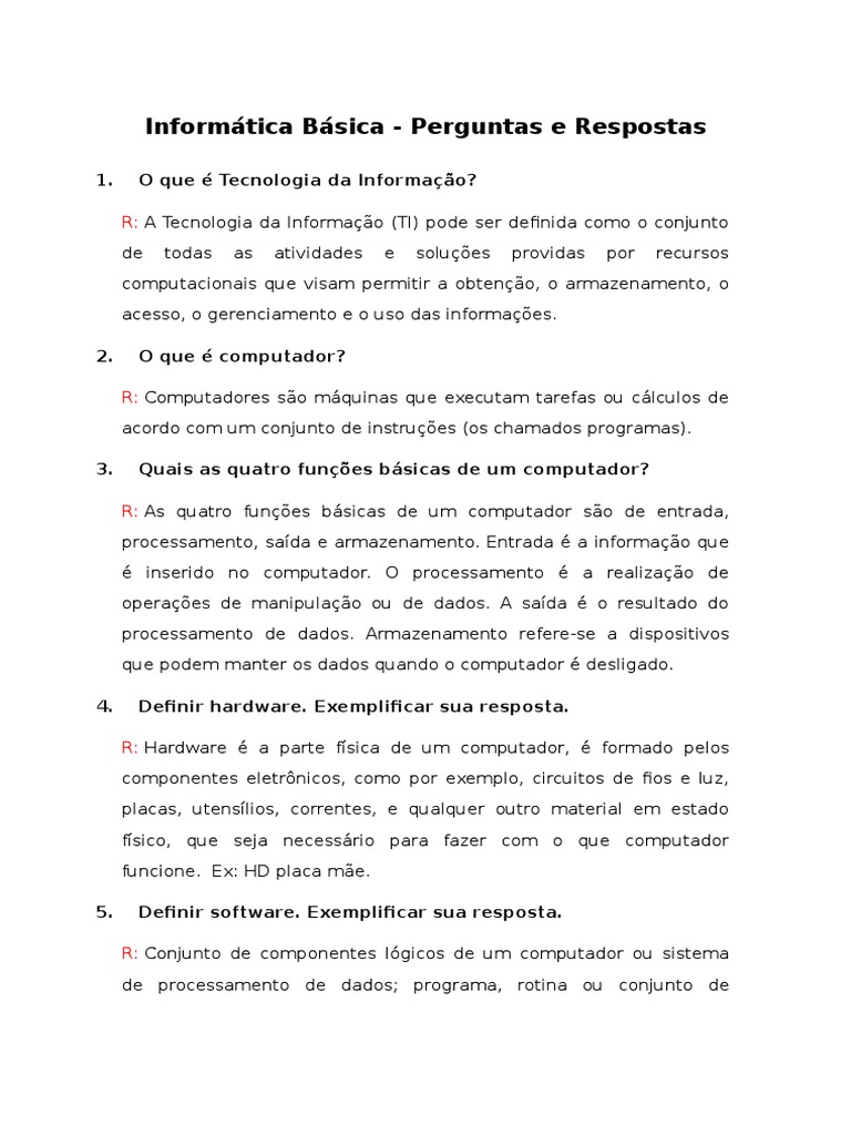 Perguntas De Informática Que Cai Em Concurso