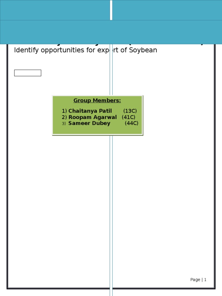 ITOD ProjectSoybean (HS Code1201) Identify opportunities for export