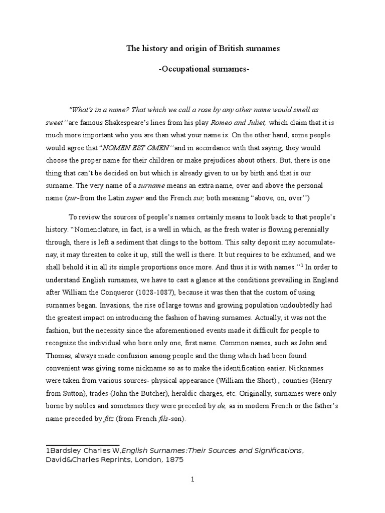 The History and Origin of British Surnames