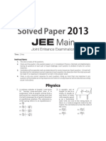  JEE MAINS Solved Paper 2013