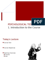 Psychological Testing: 1. Introduction To The Course