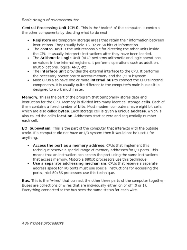 Basic Design of Microcomputer | PDF | Instruction Set | Central ...