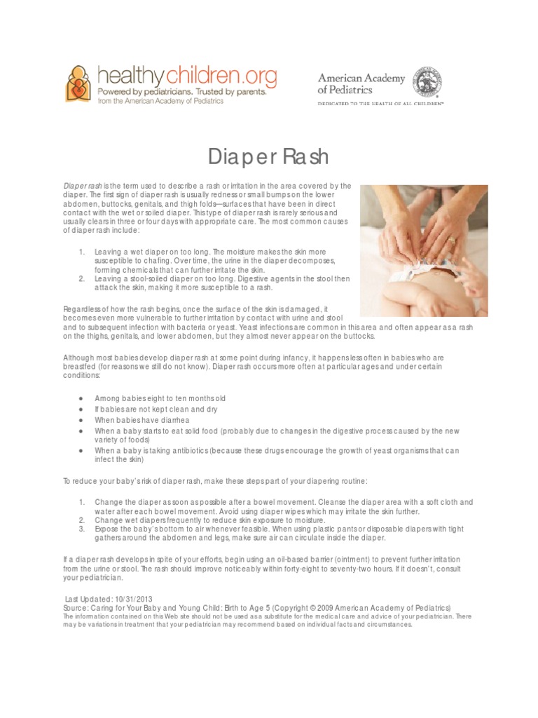 Diaper Rash PDF Diaper Infants
