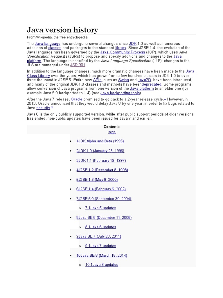 Java Version History | Java Version History | Java (Programming Language)