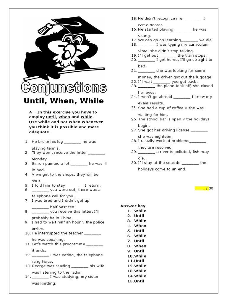 Grammar Exercise: Until, When, While | PDF