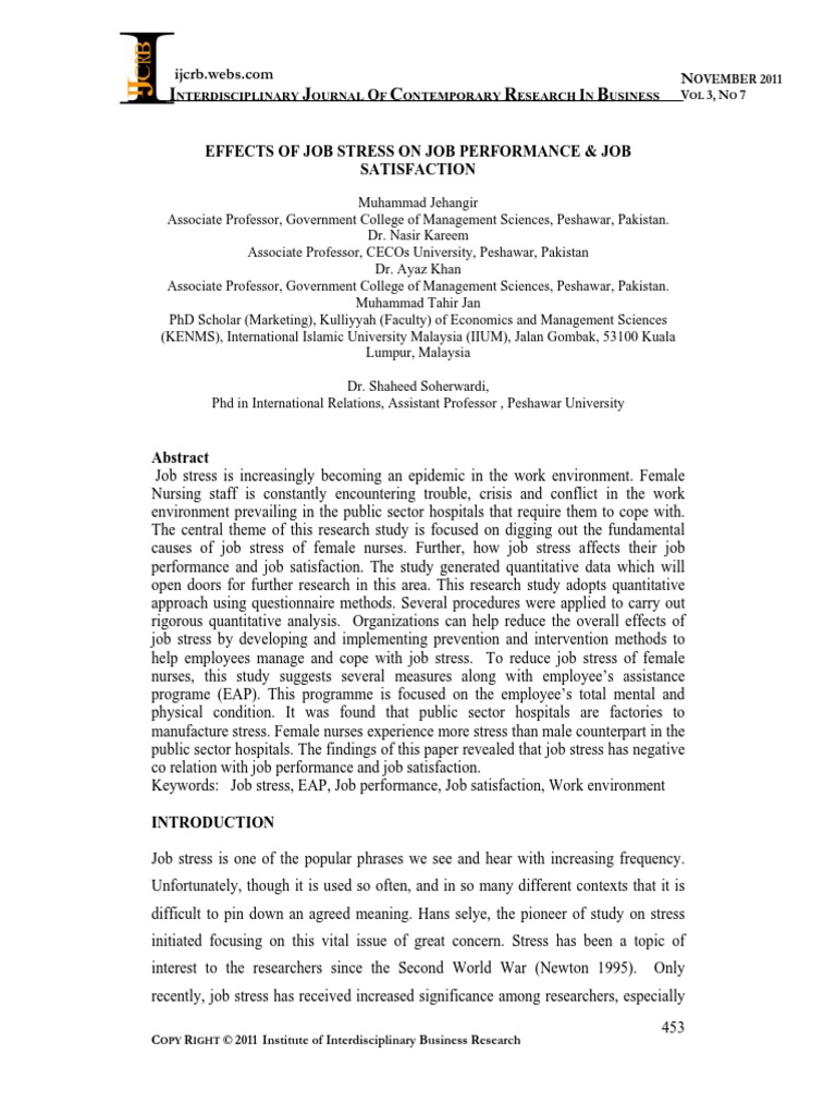 Research proposal on occupational stress picture