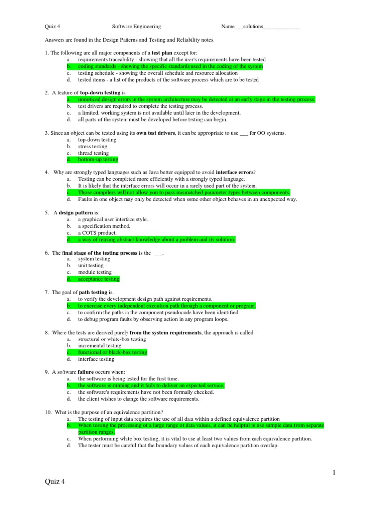1 Quiz 4 | PDF | Unit Testing | Computer Science
