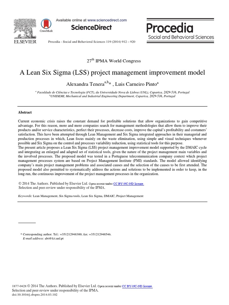 A Lean Six Sigma (LSS) Project Management Improvement Model | PDF ...