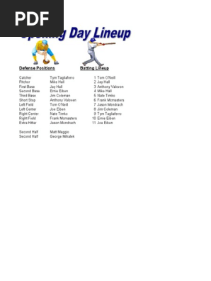Softball Lineup