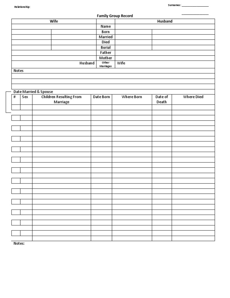 Family Group Record Template | PDF