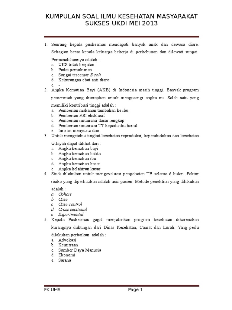 105+ Contoh Soal Ilmu Kesehatan Masyarakat + Pembahasan