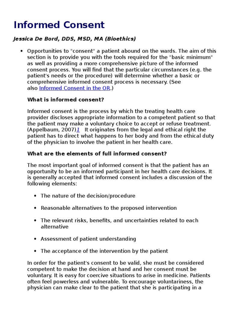 Informed Consent Informed Consent Patient