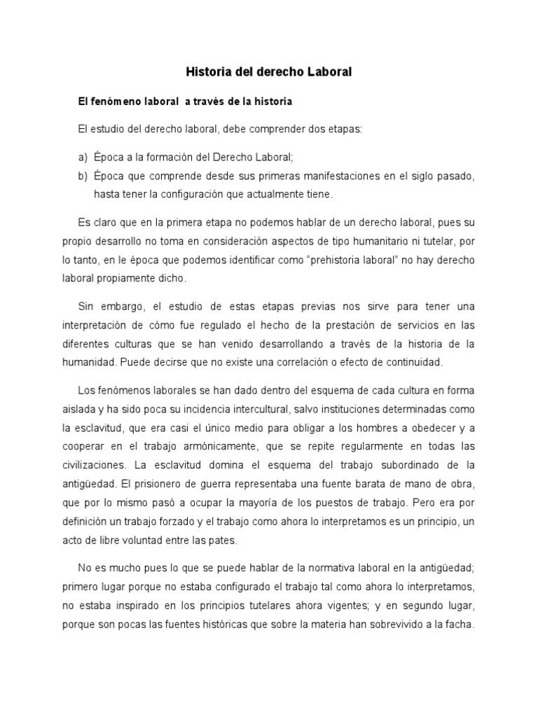 Historia Del Derecho Laboral