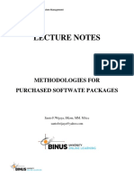 Lecture Notes: Methodologies For Purchased Softwate Packages