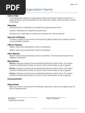 Meeting Minutes Roberts Rules