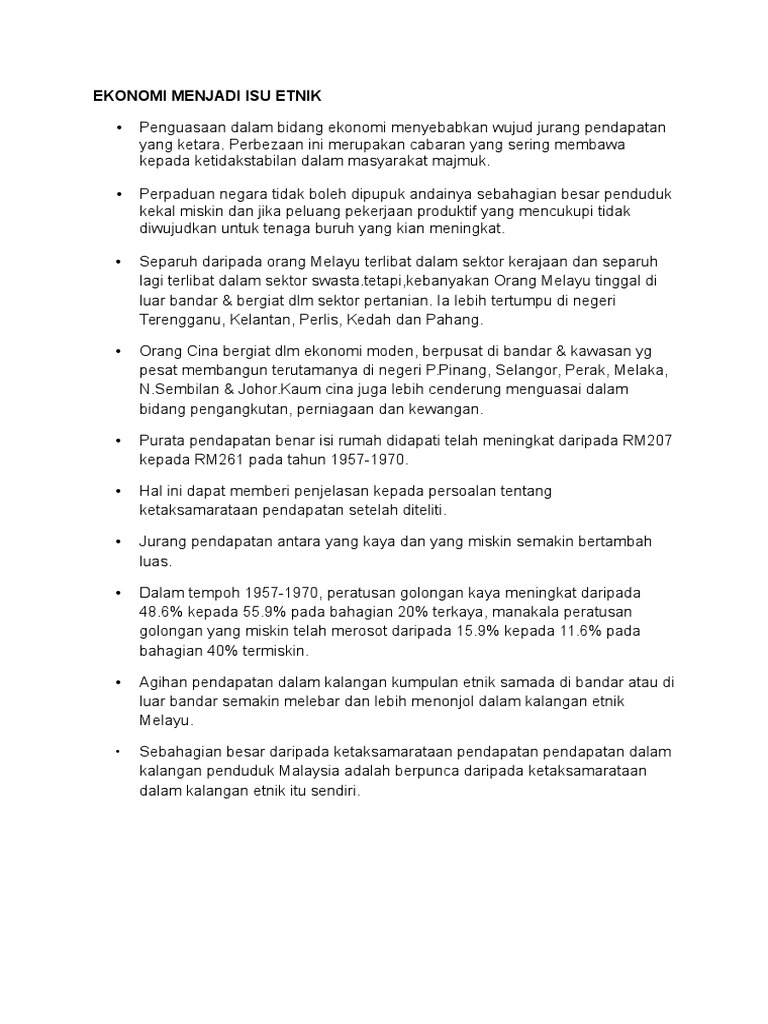 Ekonomi Menjadi Isu Etnik Pdf