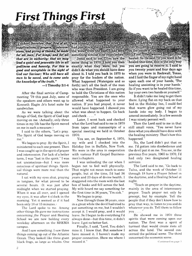 Kenneth E Hagin - First Things First | PDF