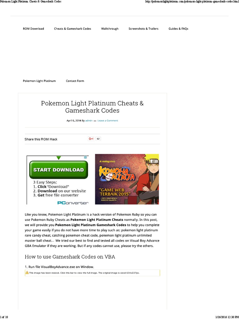 Pokemon Light Platinum & Gameshark Codes | | Fictional Life Forms | Pokémon