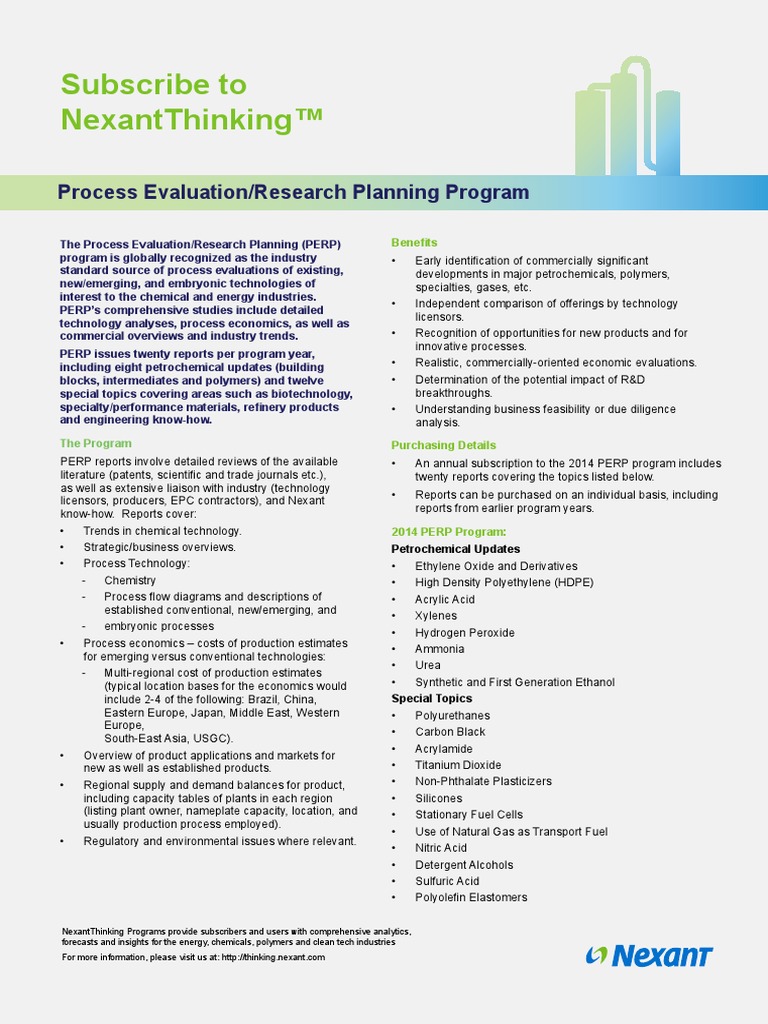 Process Evaluation & Research Planning PDF Polyethylene Materials