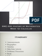SME 430: History of Mathematics Week 12: Calculus