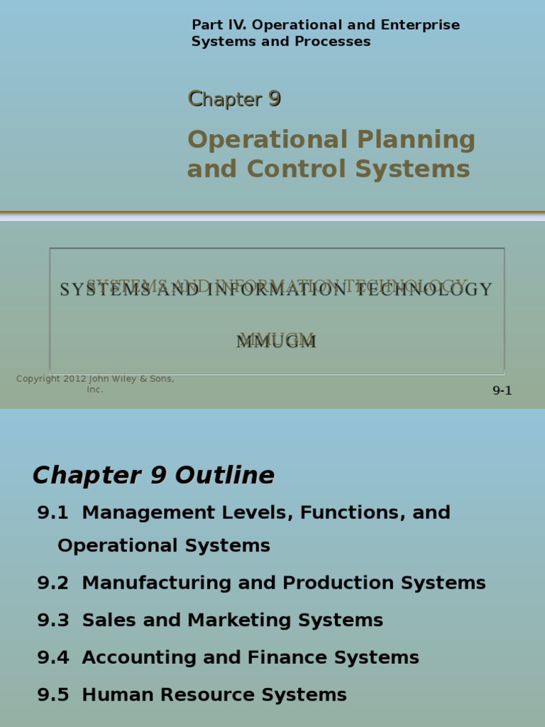 Operational Planning and Control System | PDF | Human Resource