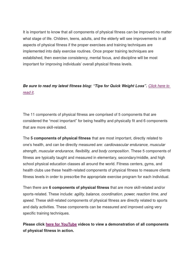 Components of Physical Fitness Explained | PDF | Physical Fitness ...