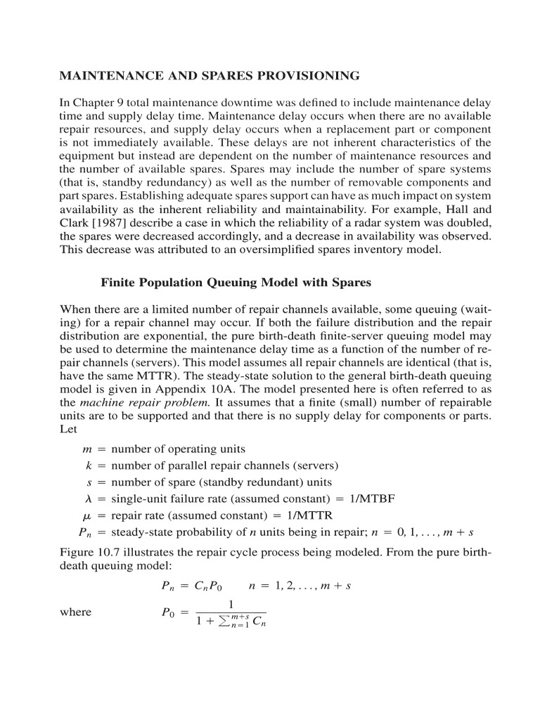 Maintenance and Spares Provisioning | PDF