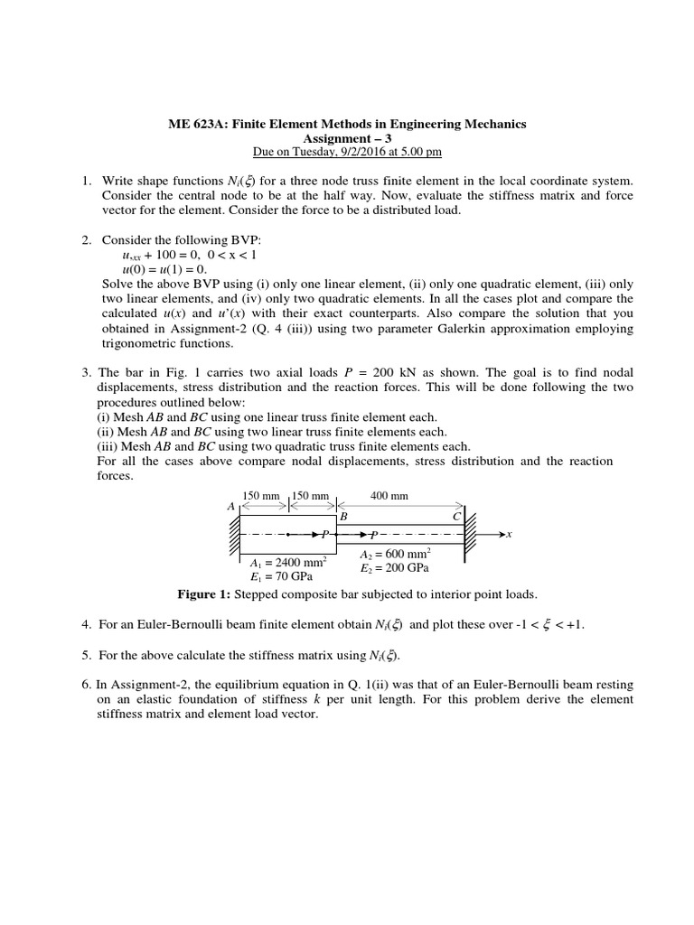 Finite Element Methods Assignment 3 | PDF