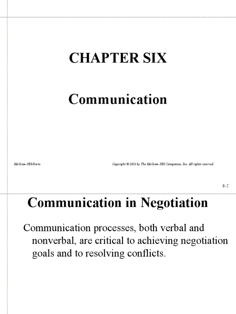 Chapter Six Communication: Mcgraw-Hill/Irwin | PDF | Negotiation ...