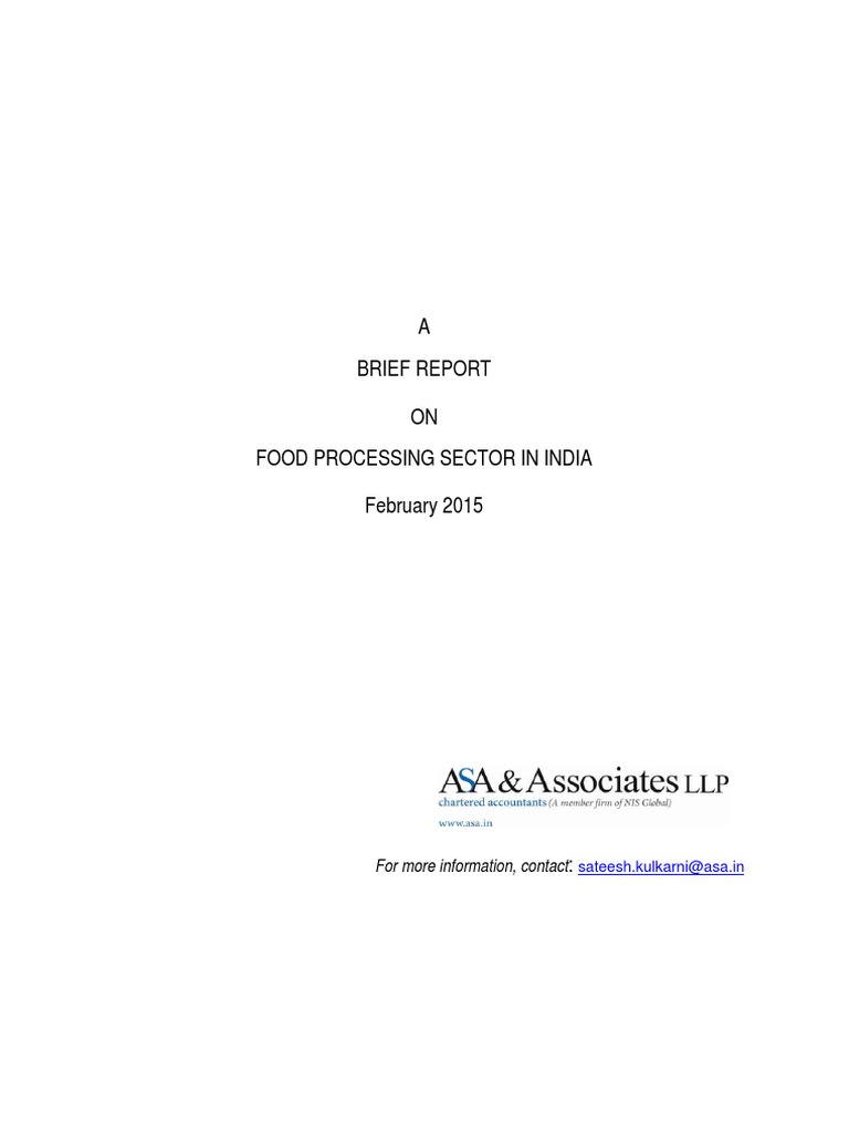 Food Processing Sector in India | PDF | Foods | Agriculture